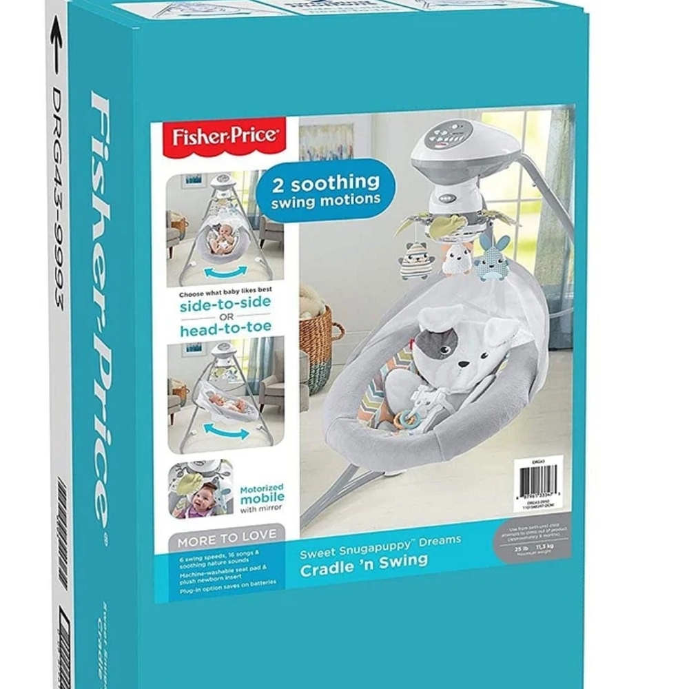 Fisher-Price Cradle 'n Swing - Gray and White-new In Box.